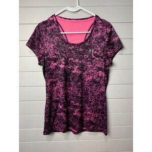 Under Armour Pink‎ Black Abstract Print Athletic TShirt Women's Size Small Teen